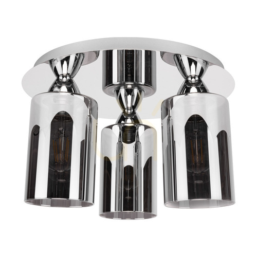 Verifica Lampa de tavan Merilo Smoky, 3xE27 max.. 60 W, crom/fumuriu, Ø 33 cm