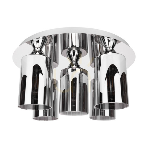 Verifica Lampa de tavan Merilo Smoky, 5xE27 max.. 60 W, crom/fumuriu, Ø 43 cm