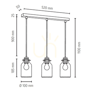 Lampa suspendată Alessandro Smoky, 3xE27 max.. 60 W, negru/nuc/fumuriu, 55 cm small 1