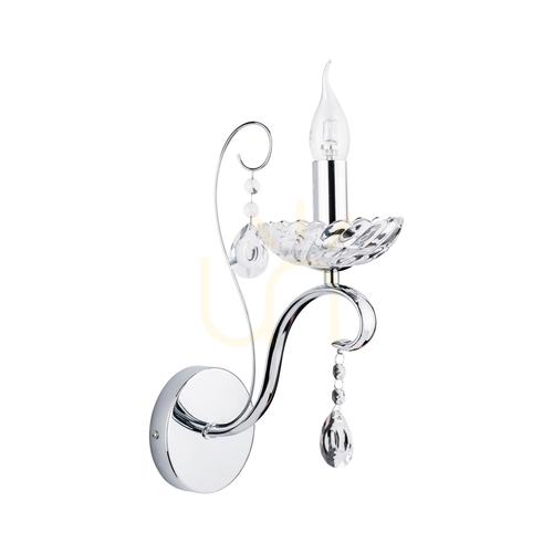 Verifica Aplică de perete Alessa 1xE14 Max. 40 W, metal cromat/sticlă de cristal transparentă, 25 cm
