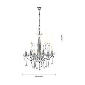 Candelabru Alessa, 6xE14, Max. 40 W, metal cromat/sticlă de cristal transparentă, Ø 61 cm small 2