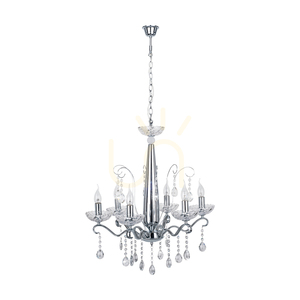 Candelabru Alessa, 6xE14, Max. 40 W, metal cromat/sticlă de cristal transparentă, Ø 61 cm small 0