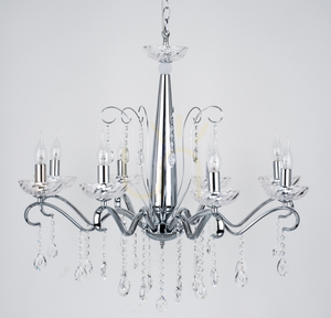 Candelabru Alessa, 8xE14, Max. 40 W, metal cromat/sticlă de cristal transparentă, Ø 81 cm small 1