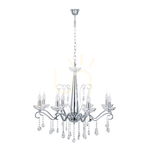 Candelabru Alessa, 8xE14, Max. 40 W, metal cromat/sticlă de cristal transparentă, Ø 81 cm small 0