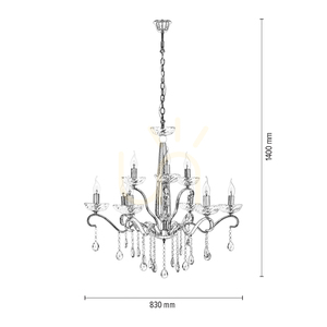 Candelabru Alessa, 9xE14, Max. 40 W, metal cromat/sticlă de cristal transparentă, Ø 83 cm small 2