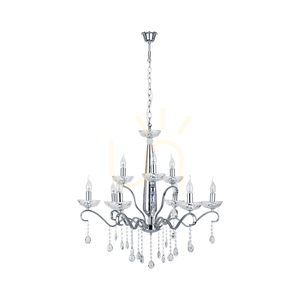 Candelabru Alessa, 9xE14, Max. 40 W, metal cromat/sticlă de cristal transparentă, Ø 83 cm small 0