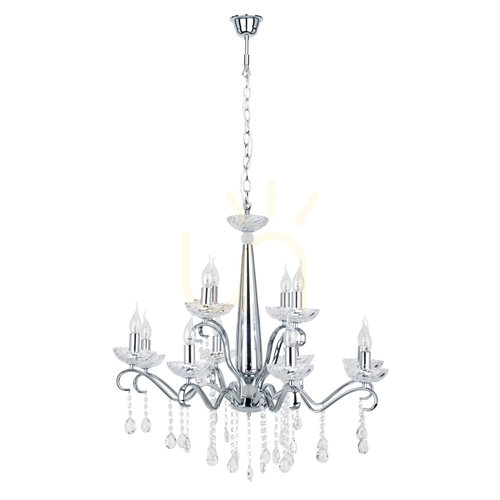Verifica Candelabru Alessa, 12xE14, Max. 40 W, metal cromat/sticlă de cristal transparentă, Ø 83 cm