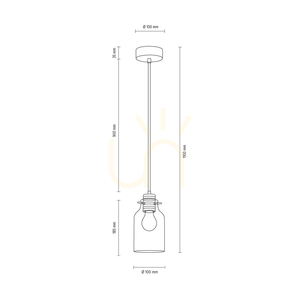 Lampa suspendată Alessandro, 1xE27, Max. 60 W, lemn de fag și nuc / metal negru / cablu din PVC negru / abajur din sticlă transparentă, Ø 10 cm small 2