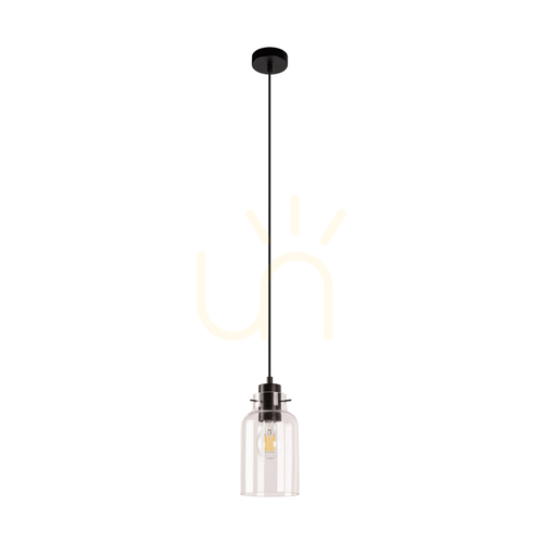Verifica Lampa suspendată Alessandro, 1xE27, Max. 60 W, lemn de fag și nuc / metal negru / cablu din PVC negru / abajur din sticlă transparentă, Ø 10 cm