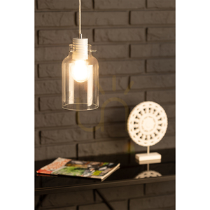 Lampa suspendată Alessandro, 3xE27, 60 W, metal alb / cablu din PVC transparent / abajur din sticlă transparentă, 60 cm small 1