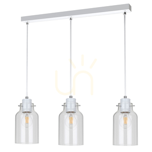 Lampa suspendată Alessandro, 3xE27, 60 W, metal alb / cablu din PVC transparent / abajur din sticlă transparentă, 60 cm small 0