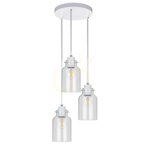 Lampa suspendată Alessandro, 3xE27, Max. 60 W, metal alb / cablu din PVC transparent / abajur din sticlă transparentă, Ø 22 cm small 0