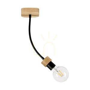 Lampa de tavan Allumer, 1xE27, Max. 25 W, stejar tratat cu ulei/metal negru, 11 cm small 0
