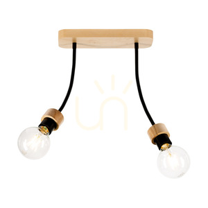 Lampa de tavan Allumer, 2xE27, Max. 25 W, stejar tratat cu ulei/metal negru, 29 cm small 1