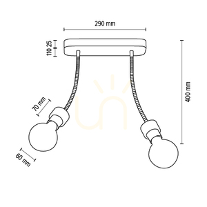 Lampa de tavan Allumer, 2xE27, Max. 25 W, stejar tratat cu ulei/metal negru, 29 cm small 3