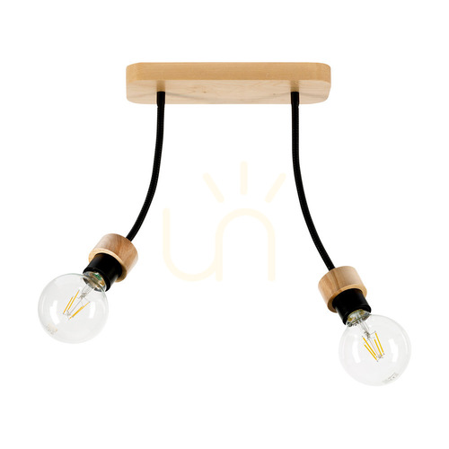 Verifica Lampa de tavan Allumer, 2xE27, Max. 25 W, stejar tratat cu ulei/metal negru, 29 cm