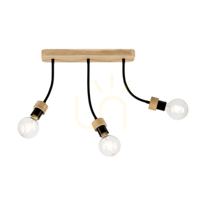 Lampa de tavan Allumer, 3xE27, Max. 25 W, stejar lustruit cu ulei/metal negru, 42 cm small 1
