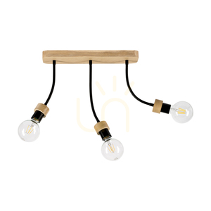 Lampa de tavan Allumer, 3xE27, Max. 25 W, stejar lustruit cu ulei/metal negru, 42 cm small 0