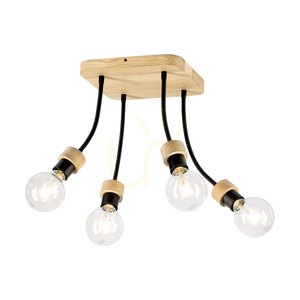 Lampa de tavan Allumer, 4xE27, Max. 25 W, stejar tratat cu ulei/metal negru, 26 cm small 1