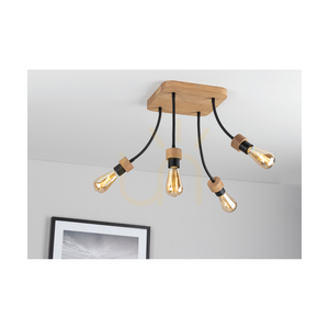 Lampa de tavan Allumer, 4xE27, Max. 25 W, stejar tratat cu ulei/metal negru, 26 cm small 2