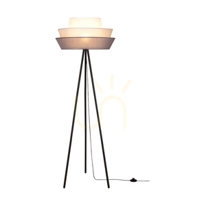 Lampa de podea Amar, 1xE27, Max. 40 W, metal negru/cablu din PVC negru/abat-jour gri grafit-alb, Ø 55 cm small 1