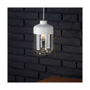 Lampa suspendată Amaretto, 1xE27, Max. 60 W, metal alb / cablu din PVC transparent / abajur din sticlă alb-transparentă, Ø 17 cm small 2