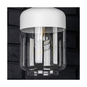 Lampa suspendată Amaretto, 1xE27, Max. 60 W, metal alb / cablu din PVC transparent / abajur din sticlă alb-transparentă, Ø 17 cm small 3