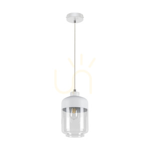 Lampa suspendată Amaretto, 1xE27, Max. 60 W, metal alb / cablu din PVC transparent / abajur din sticlă alb-transparentă, Ø 17 cm small 0