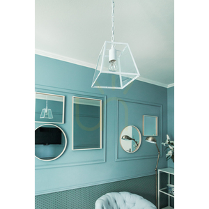 Lampa suspendată Amata 1xE27 Max. 60 W, metal alb/sticlă transparentă, 22 cm small 1