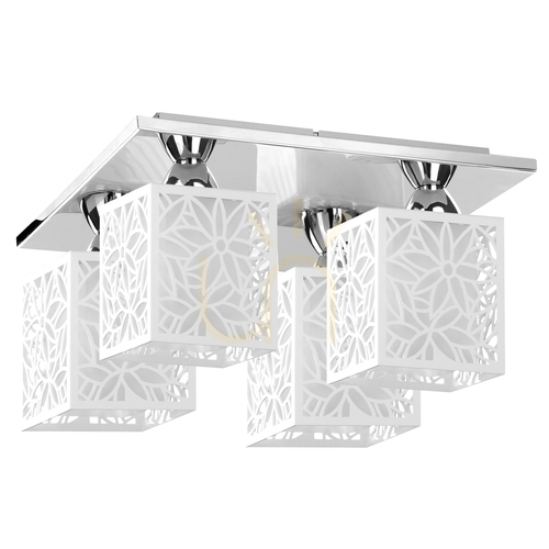 Verifica Lampa de tavan Anika, 4xE27, 60 W, metal cromat/abat-jour din plastic alb, 33 cm