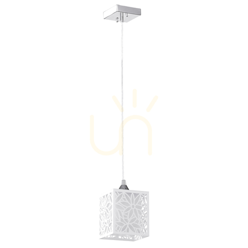 Verifica Lampa suspendată Anika, 1xE27, Max. 60 W, metal cromat/abat-jour din plastic alb, 13 cm
