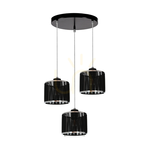 Verifica Lampa suspendată Anina, 3xE14, Max. 25 W, metal negru/PVC transparent/abat-jour negru-cromat, Ø 35 cm