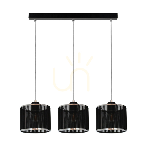 Verifica Lampa suspendată Anina, 3xE14, Max. 25 W, metal negru/PVC transparent/abat-jour negru-cromat, 53 cm