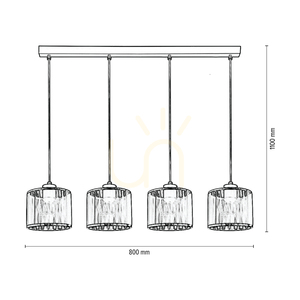 Lampa suspendată Anina 4xE14 Max. Abajur de 80 cm din metal negru/PVC transparent/negru-crom, 25 W small 2