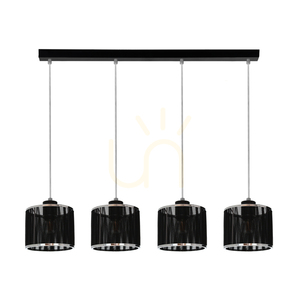 Lampa suspendată Anina 4xE14 Max. Abajur de 80 cm din metal negru/PVC transparent/negru-crom, 25 W small 0
