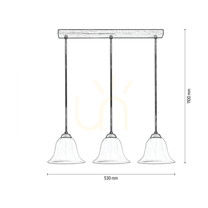 Lampa suspendată Anna 3xE27 Max. 60 W, stejar uleiat / cablu din PVC transparent / abajur din sticlă albă, 53 cm small 2