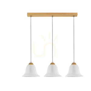 Lampa suspendată Anna 3xE27 Max. 60 W, stejar uleiat / cablu din PVC transparent / abajur din sticlă albă, 53 cm small 0
