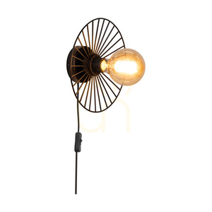 Aplică de perete Antonella 1xE27 Max. Cablu din metal negru/împletit negru de 25 W, Ø 9 cm small 1