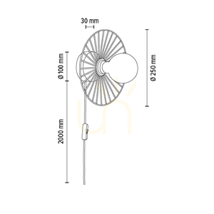 Aplică de perete Antonella 1xE27 Max. Cablu din metal negru/împletit negru de 25 W, Ø 9 cm small 2