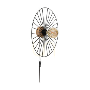 Aplică de perete Antonella 1xE27 Max. 25 W, stejar tratat cu ulei/metal negru/cablu împletit negru, Ø 9 cm small 0