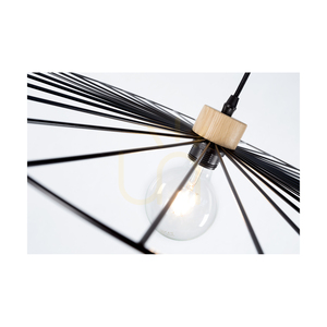 Lampa suspendată Antonella, 1xE27, Max. 60 W, stejar uleiat/metal negru/cablu împletit negru, Ø 45 cm small 2