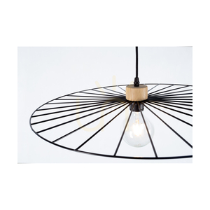 Lampa suspendată Antonella, 1xE27, Max. 60 W, stejar uleiat/metal negru/cablu împletit negru, Ø 45 cm small 3