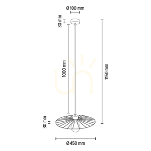 Lampa suspendată Antonella, 1xE27, Max. 60 W, stejar uleiat/metal negru/cablu împletit negru, Ø 45 cm small 4