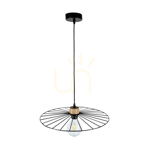 Verifica Lampa suspendată Antonella, 1xE27, Max. 60 W, stejar uleiat/metal negru/cablu împletit negru, Ø 45 cm