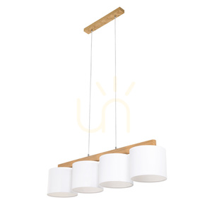 Lampa suspendată Aprillia 4xE27 Max. 25 W, stejar uleiat / cablu din PVC transparent / abajur alb, 86 cm small 1