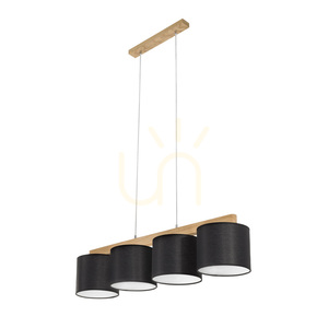 Lampa suspendată Aprillia 4xE27 Max. 25 W, stejar uleiat / cablu din PVC transparent / abajur negru, 86 cm small 1