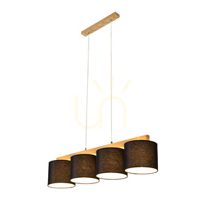 Lampa suspendată Aprillia 4xE27 Max. 25 W, stejar uleiat / cablu din PVC transparent / abajur negru, 86 cm small 2