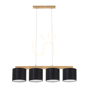Lampa suspendată Aprillia 4xE27 Max. 25 W, stejar uleiat / cablu din PVC transparent / abajur negru, 86 cm small 0