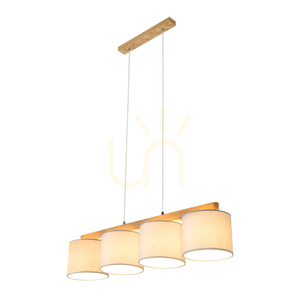 Lampa suspendată Aprillia 4xE27 Max. 25 W, stejar lăcuit/cablu din PVC transparent/abat-jour gri, 86 cm small 2