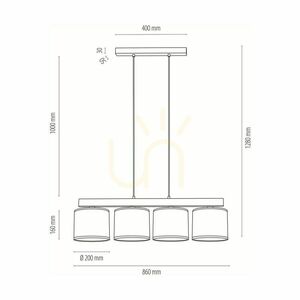 Lampa suspendată Aprillia 4xE27 Max. 25 W, stejar lăcuit/cablu din PVC transparent/abat-jour gri, 86 cm small 3